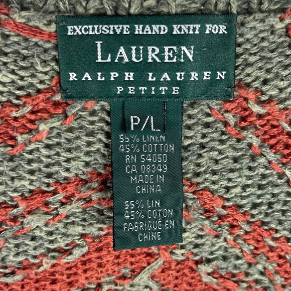 Ralph Lauren RLR-Hand-Knit-Western/Southwestern-Sweater Cardigan-Petite Large - Picture 13 of 16